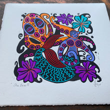 Load image into Gallery viewer, Fun Octopus and octoperson Linocut
