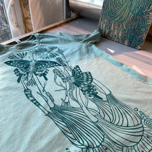 Load image into Gallery viewer, Sage color handprinted fennel shirt, December Pre-order
