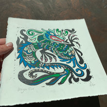 Load image into Gallery viewer, Blue Dragon Linocut
