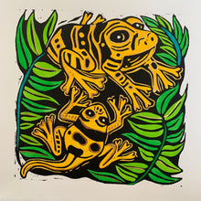 Load image into Gallery viewer, Yellow dart frog linocut
