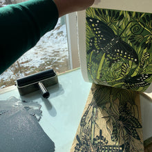 Load image into Gallery viewer, ONLY 1 framed and 1 unframed left Fennel and Blackswallowtail original woodcut
