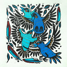 Load image into Gallery viewer, Blue finch linocut

