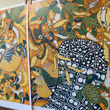 Load image into Gallery viewer, Flying fish and whale shark original Woodcut
