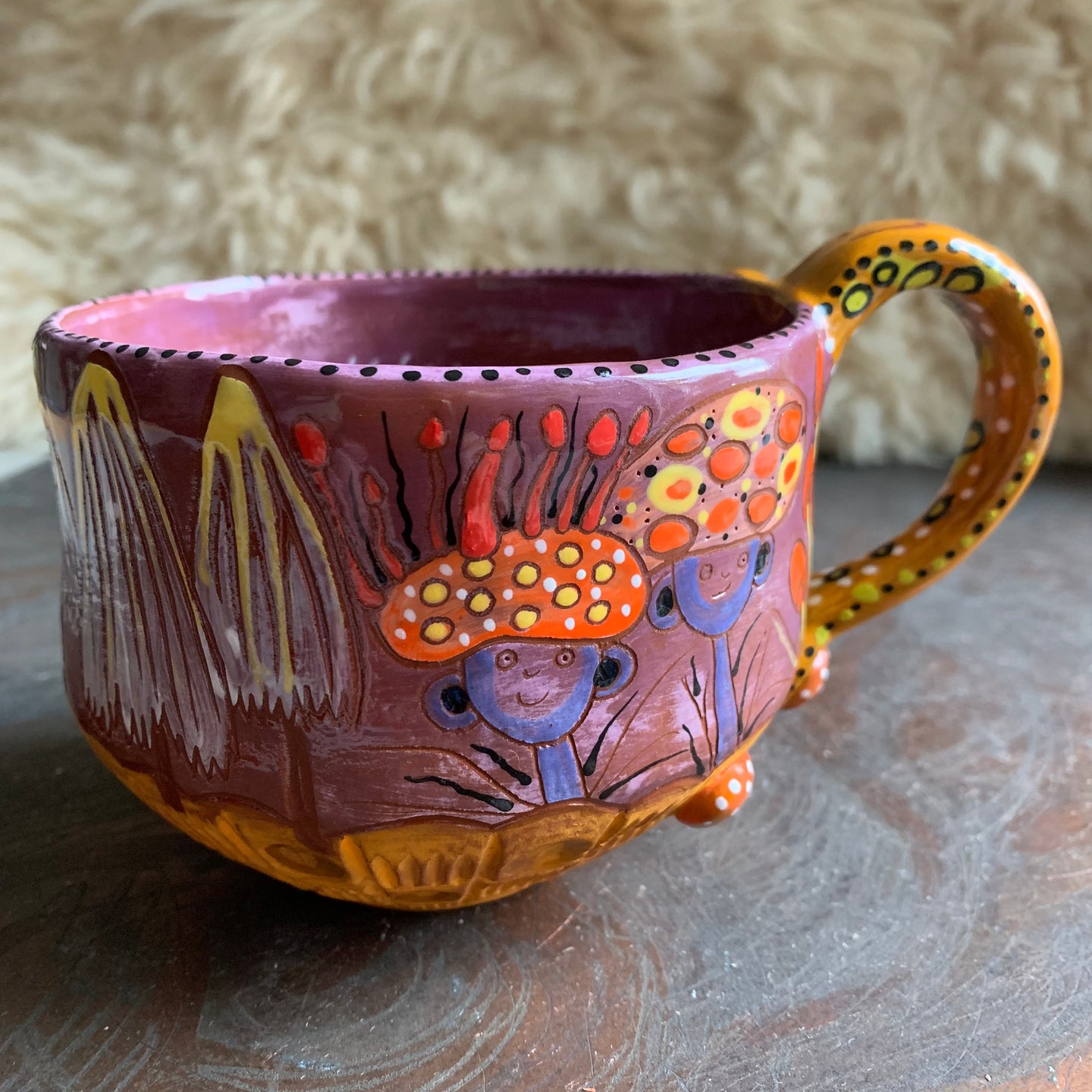 Purple mushroom gals mug