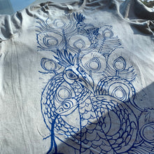 Load image into Gallery viewer, Slate color handprinted peacock shirt, December Pre-order
