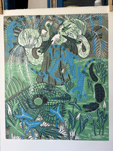 Load image into Gallery viewer, Frozen iguana original Woodcut
