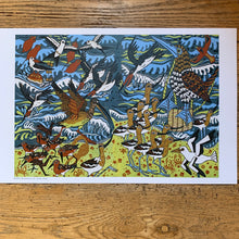 Load image into Gallery viewer, 11x17” reproduction of Beach and birds and biomimicry
