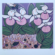 Load image into Gallery viewer, Slipper Orchid original woodcut
