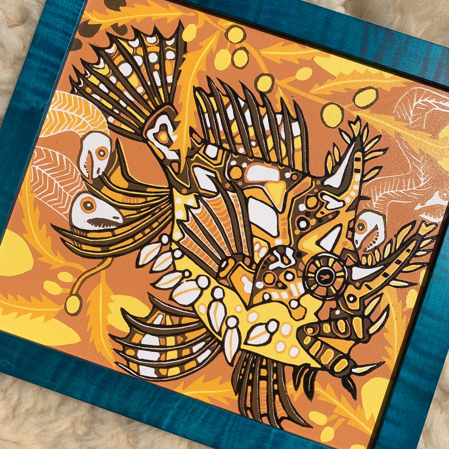 Frogfish framed in blue