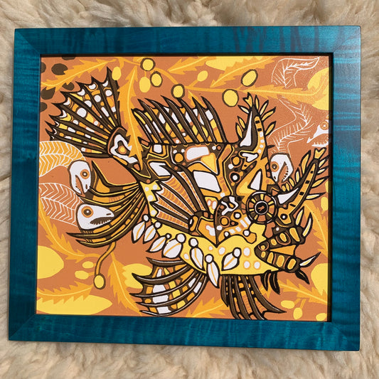 Frogfish framed in blue