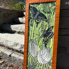 Load image into Gallery viewer, Pre-order Fennel Forest woodcut framed in nutmeg
