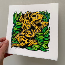 Load image into Gallery viewer, Yellow dart frog linocut

