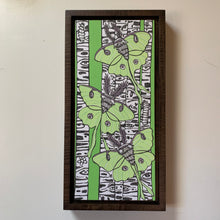 Load image into Gallery viewer, Pre-order Luna moth and birch tree woodcut framed in black curly maple
