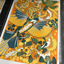 Load image into Gallery viewer, Flying fish and whale shark original Woodcut
