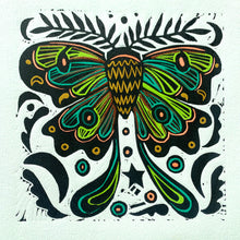 Load image into Gallery viewer, Forest moth linocut
