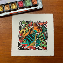Load image into Gallery viewer, Colorful Cichlid inspired Linocut

