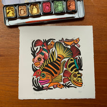 Load image into Gallery viewer, Rainbow Cichlid inspired Linocut
