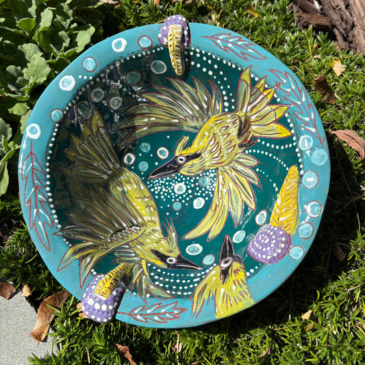 Cedar waxwing serving bowl