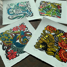 Load image into Gallery viewer, Blue Dragon Linocut
