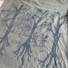 Load image into Gallery viewer, Olive color handprinted axolotl shirt, Pre-order December
