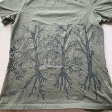 Load image into Gallery viewer, Olive color handprinted axolotl shirt, Pre-order December
