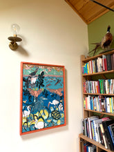 Load image into Gallery viewer, Please allow 8 weeks for delivery—Mangrove Homestead woodcut framed in pink
