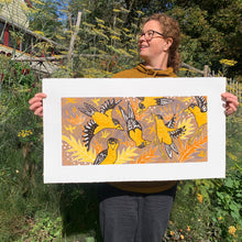 Load image into Gallery viewer, Goldfinch and Cardoon original woodcut
