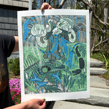 Load image into Gallery viewer, Frozen iguana original Woodcut
