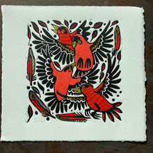 Load image into Gallery viewer, Red finch linocut
