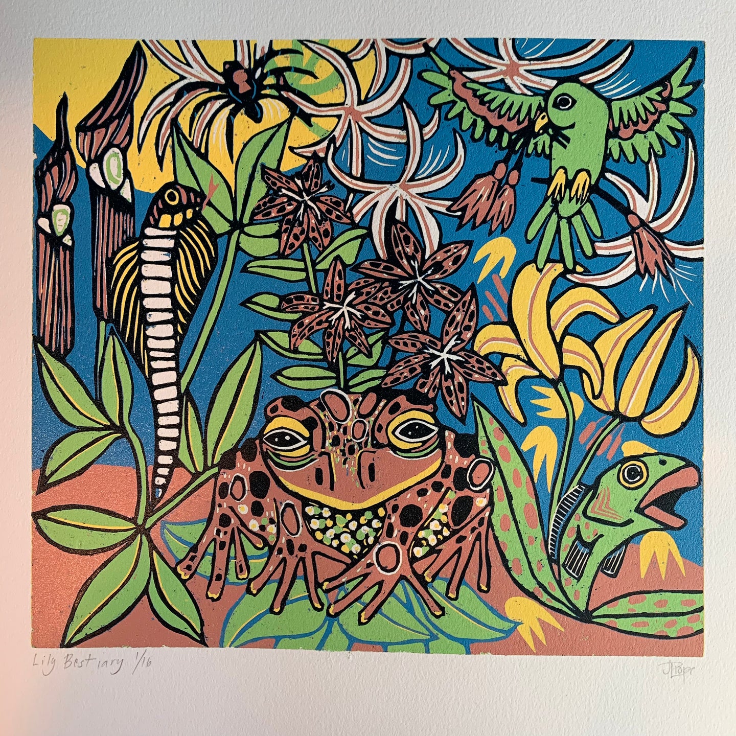 Lily Bestiary original woodcut