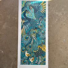 Load image into Gallery viewer, Peacock original woodcut
