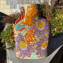 Load image into Gallery viewer, Passionflower and Gulf Fritillary vase
