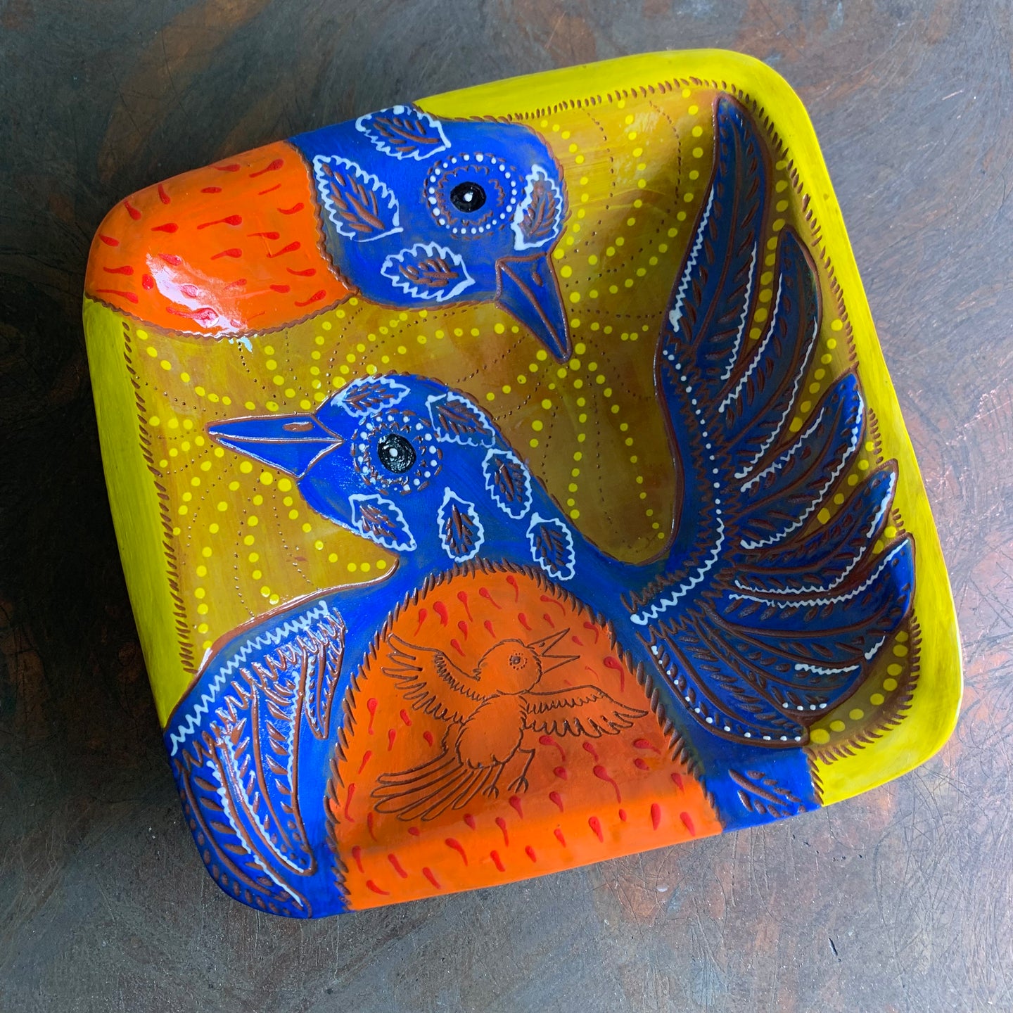 Bluebird square bowl