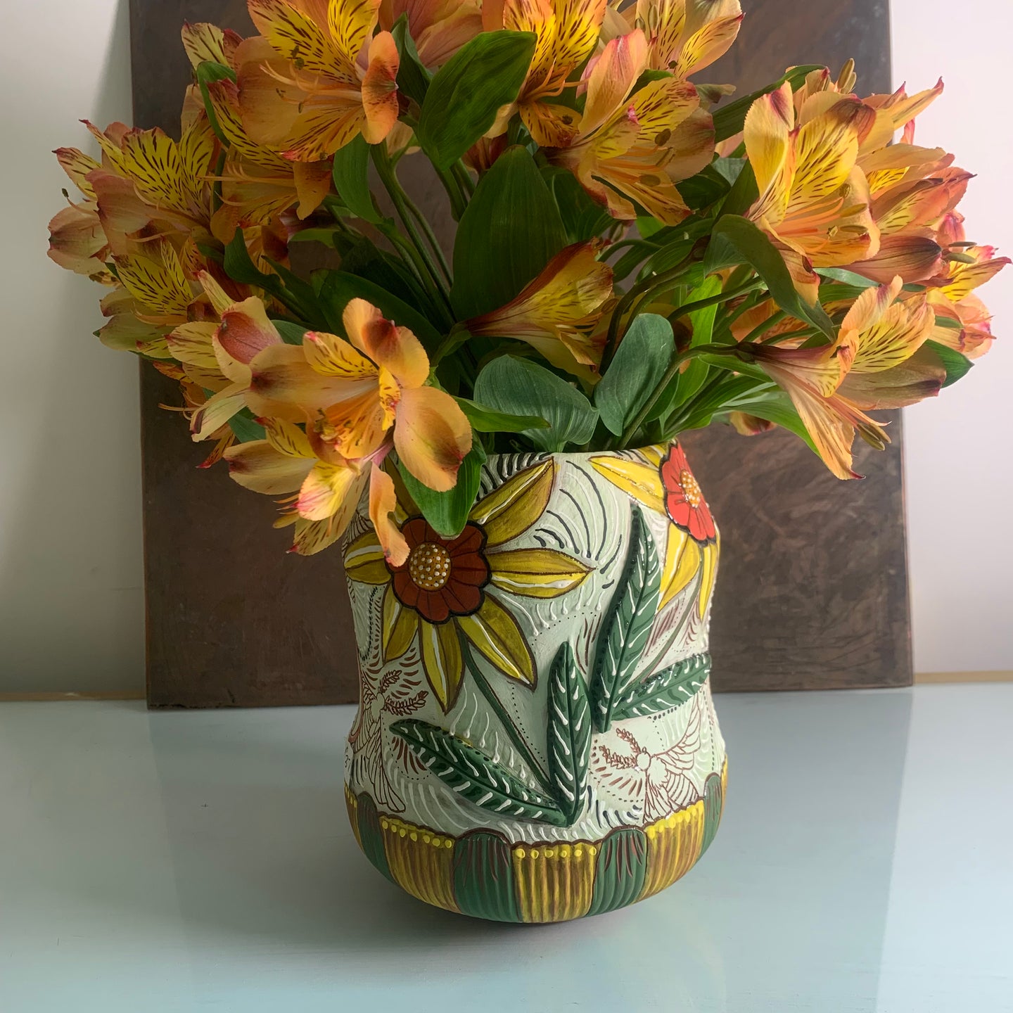 Flower and moth planter or vase