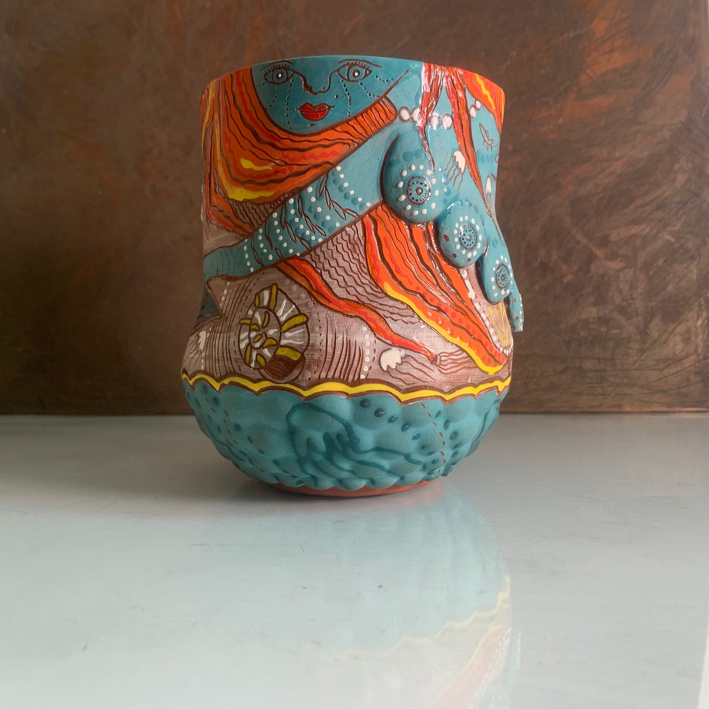 Mermaid gal planter or vase