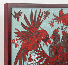 Load image into Gallery viewer, Cardinal Woodcut Framed in Red
