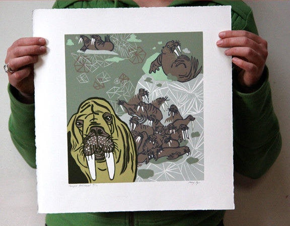 Walrus Woodcut