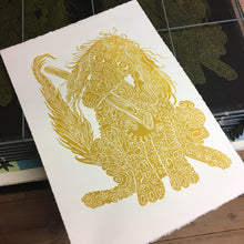 Load image into Gallery viewer, Poodle Woodcut Gold
