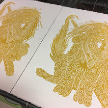 Load image into Gallery viewer, Poodle Woodcut Gold
