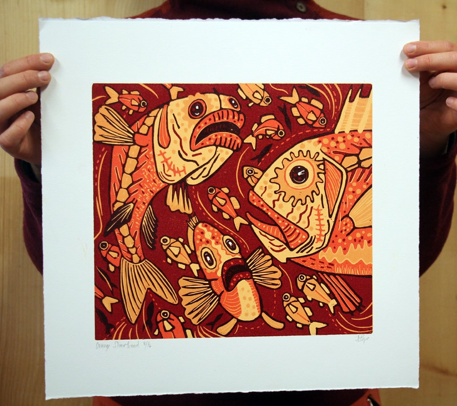 Orange Roughy Woodcut
