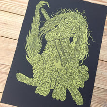 Load image into Gallery viewer, Gold and Black Poodle woodcut
