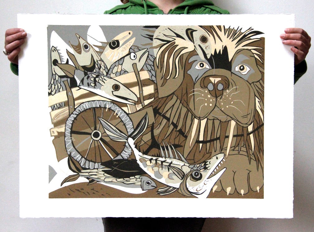 Newfoundland Dog Woodcut