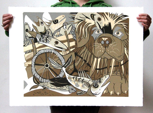 Newfoundland Dog Woodcut