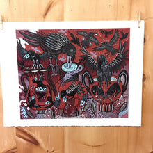 Load image into Gallery viewer, Crow and Pitcher Woodcut
