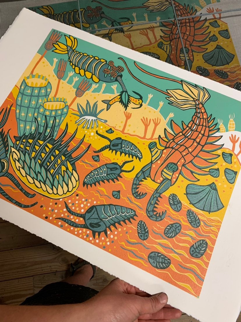 LAST ONE Cambrian Reef Woodcut
