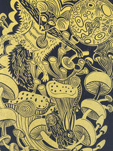 Load image into Gallery viewer, Flying Squirrel with Gold Woodcut
