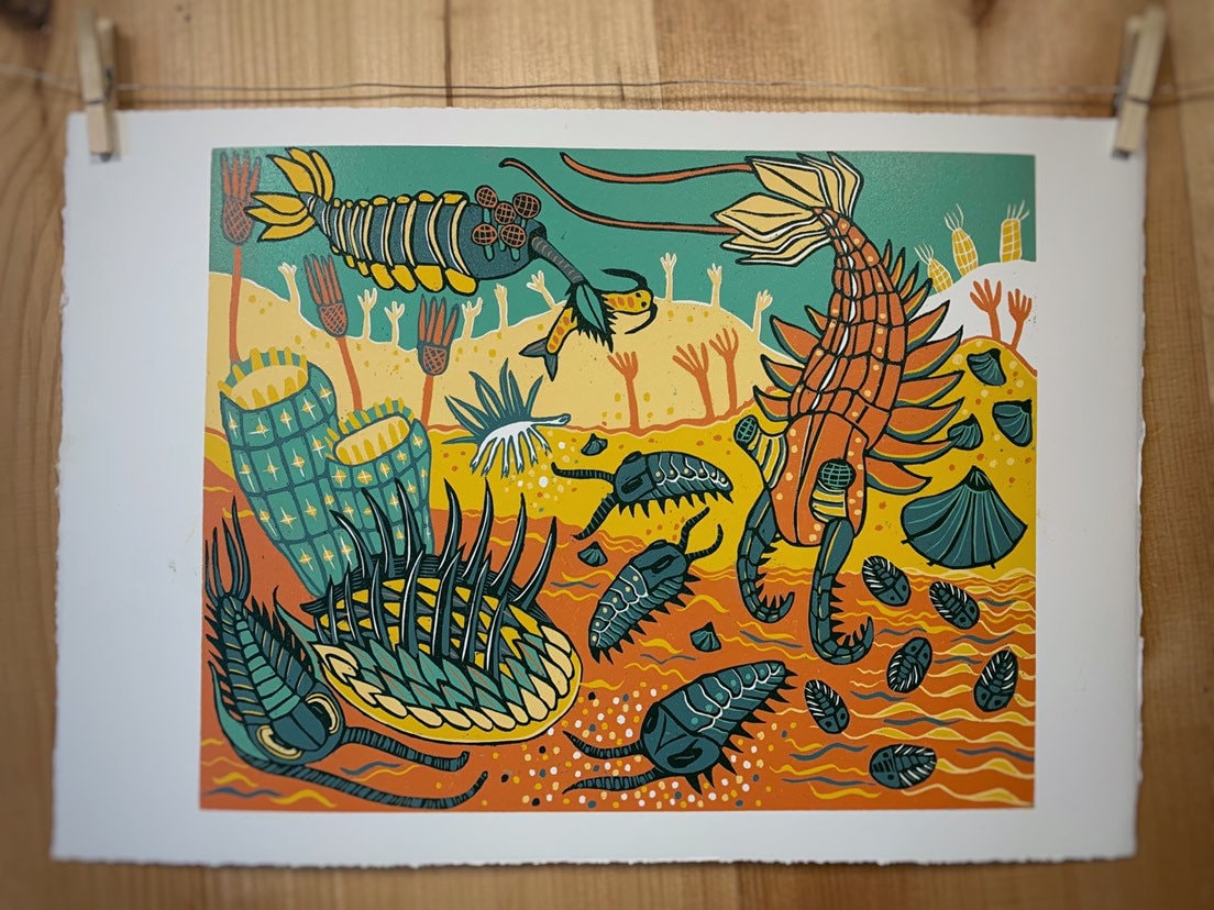 LAST ONE Cambrian Reef Woodcut