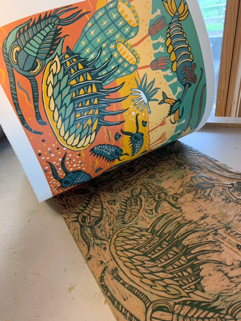 LAST ONE Cambrian Reef Woodcut