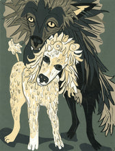 Load image into Gallery viewer, Wolf and Poodle Woodcut

