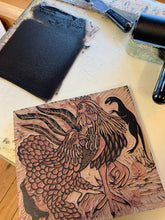 Load image into Gallery viewer, Chicken Dino Woodcut
